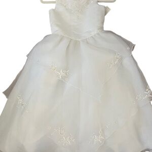 Child Flower Girl Communion Organza Embroidered Fitted  Bodice tiered Princess